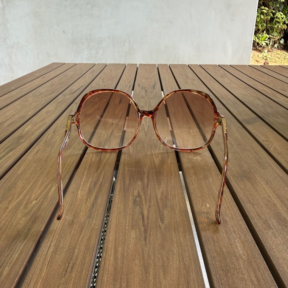 Vintage Italy Oversized Round Tortoiseshell Sunglasses Brown Gradient 301901 - Picture 3 of 6